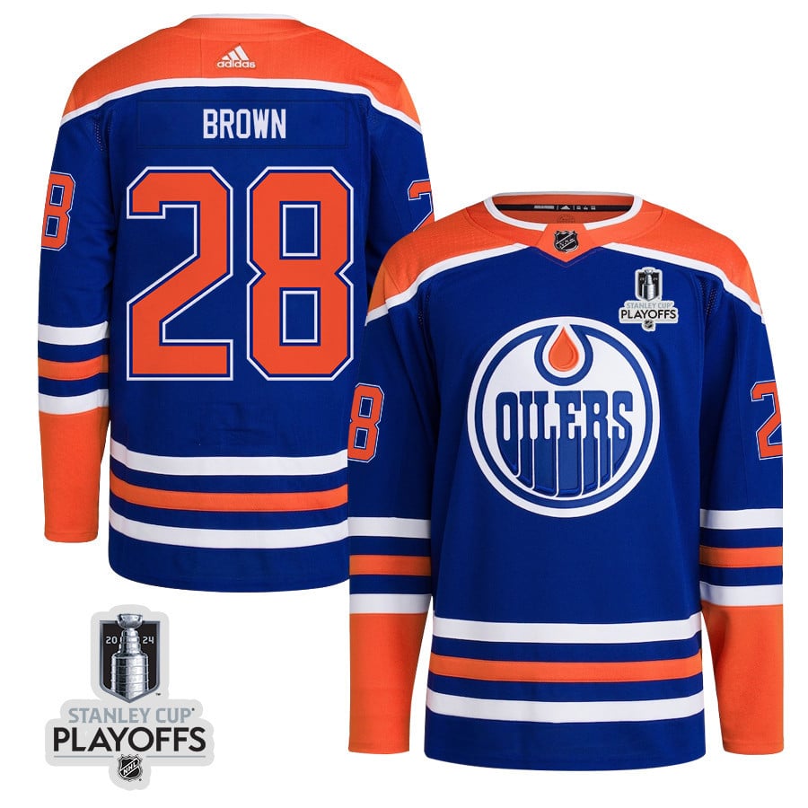 Connor Brown 28 Edmonton Oilers 2024 Playoffs Patch Home Men NHL Jersey Men's