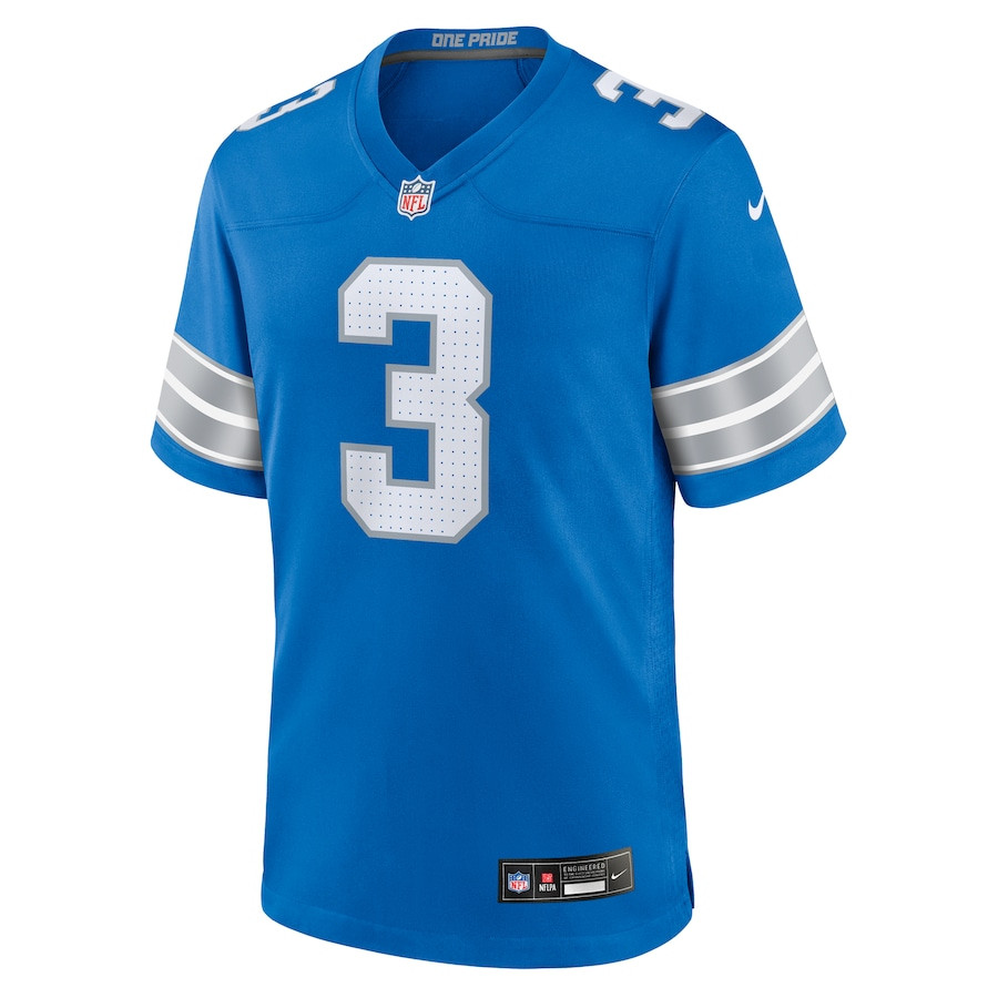 Jack Fox 3 Detroit Lions Team Game Blue NFL Jersey Men's