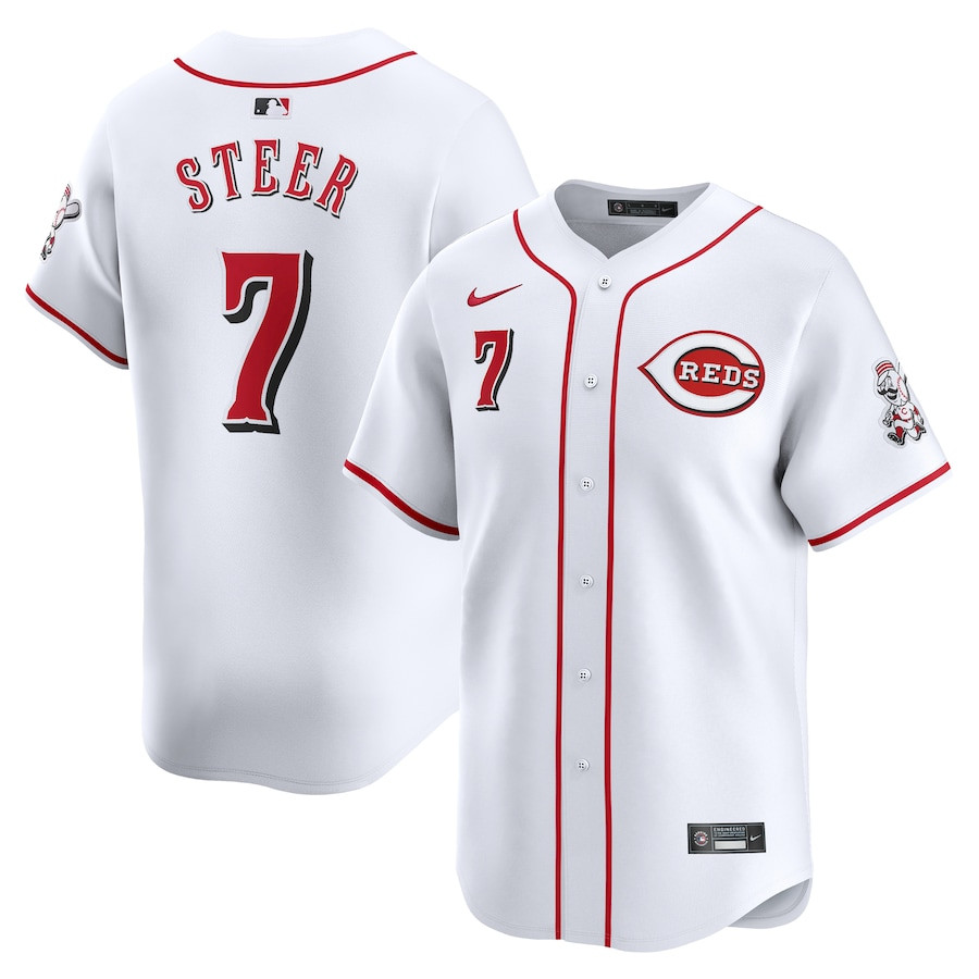 Spencer Steer 7 Cincinnati Reds Home Limited White MLB Jersey Men's