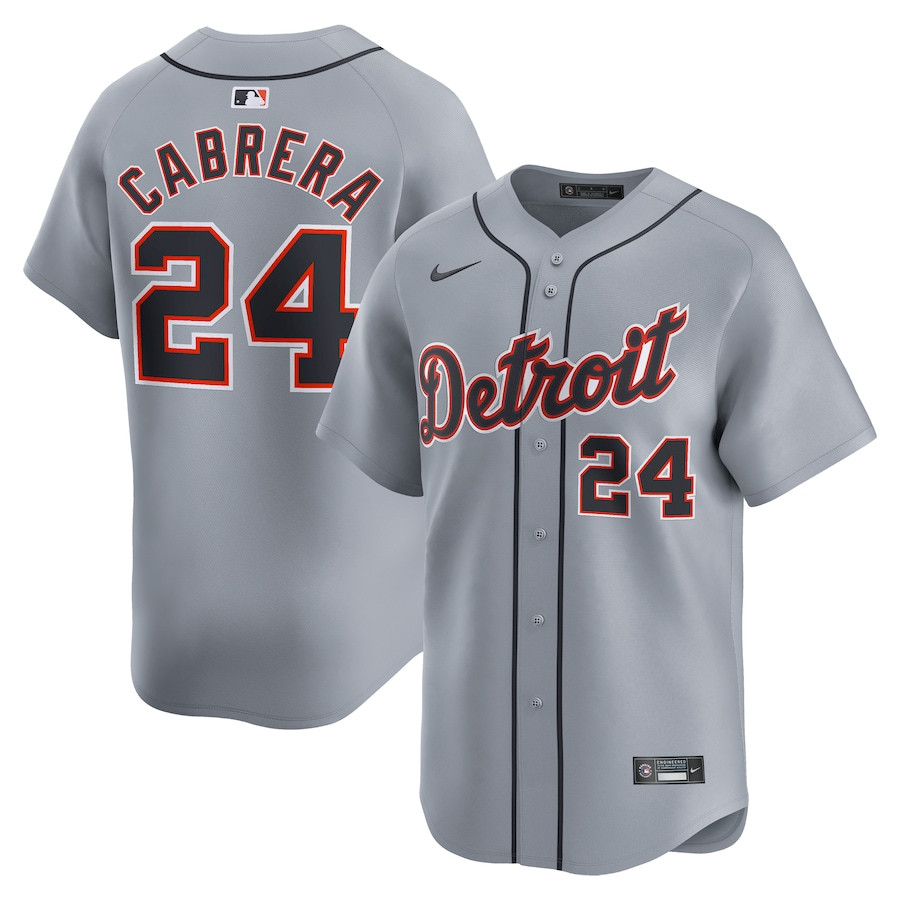 Miguel Cabrera 24 Detroit Tigers Road Limited Player Gray MLB Jersey Men's