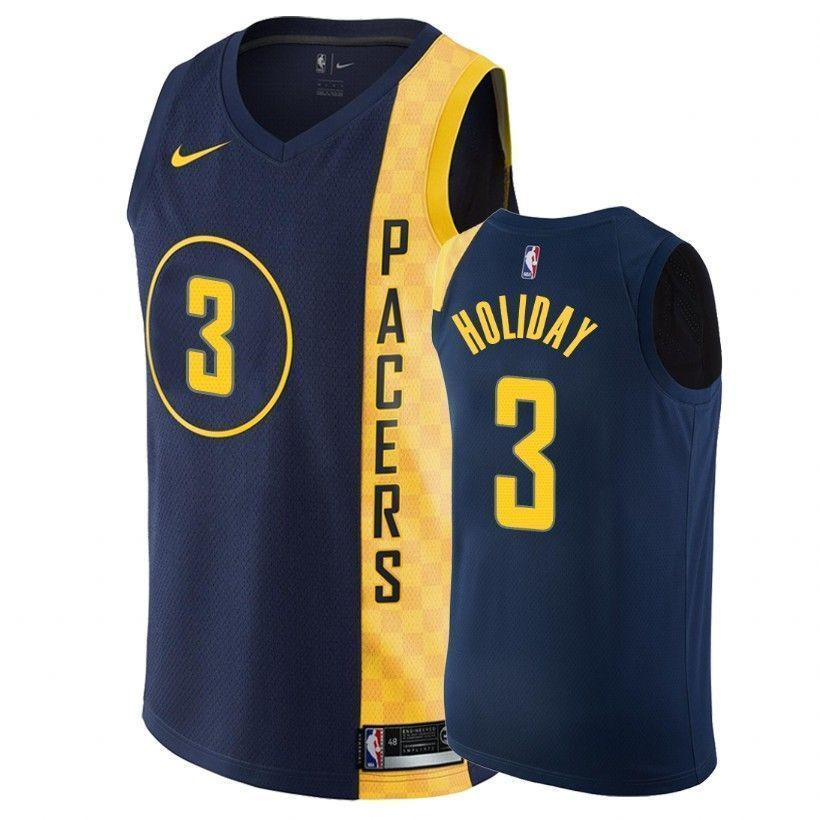 Indiana Pacers Aaron Holiday 3 City Edition Navy NBA Jersey Men's