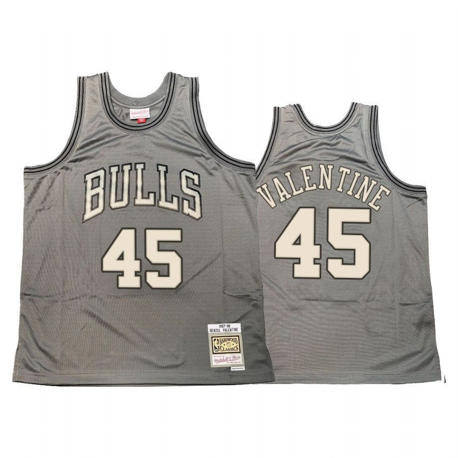 Denzel Valentine 45 Chicago Bulls Hardwood Classics Gray NBA Jersey Men's