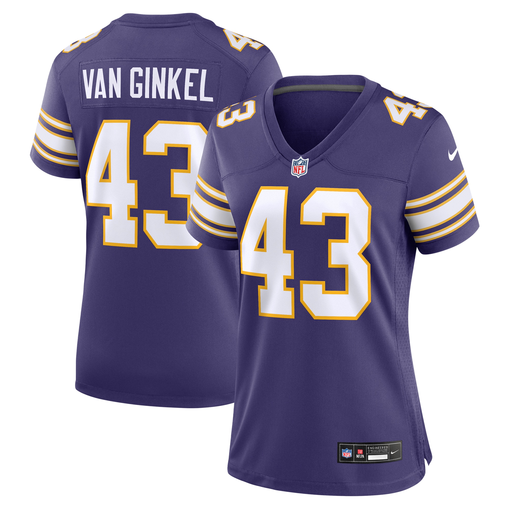Minnesota Vikings Andrew Van Ginkel Purple Alternate Game NFL Jersey Women's