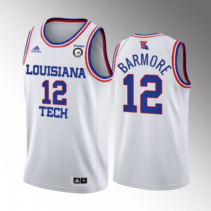 Louisiana Tech Bulldogs Leon Barmore 12 College White Retired Number Uniform NCAA Jersey Men's