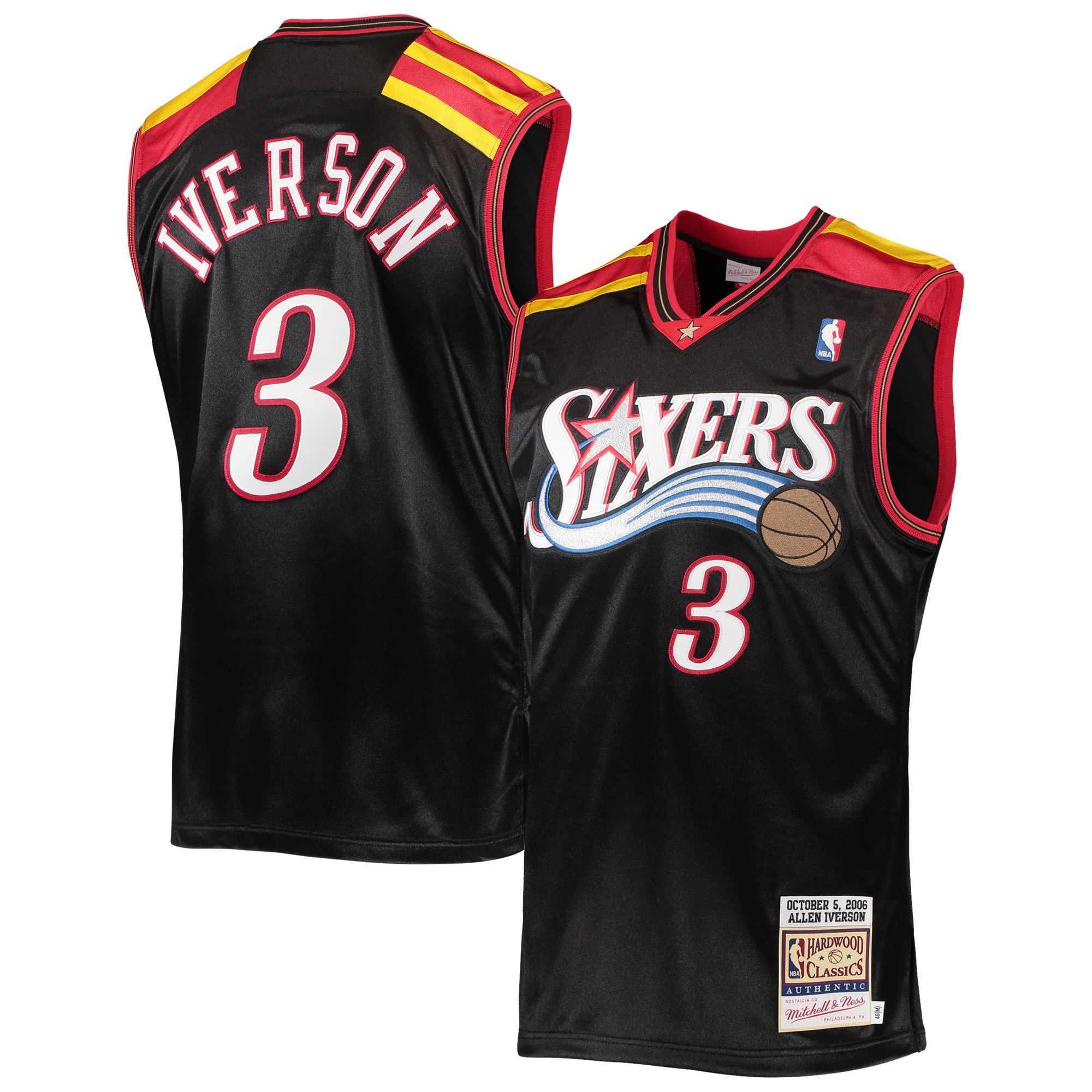Mitchell Ness Allen Iverson Black Philadelphia 76ers Hardwood Classics 2006 NBA Jersey Men's