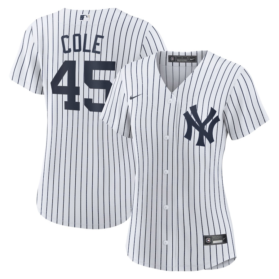 Gerrit Cole 45 New York Yankees Home White MLB Jersey Women's