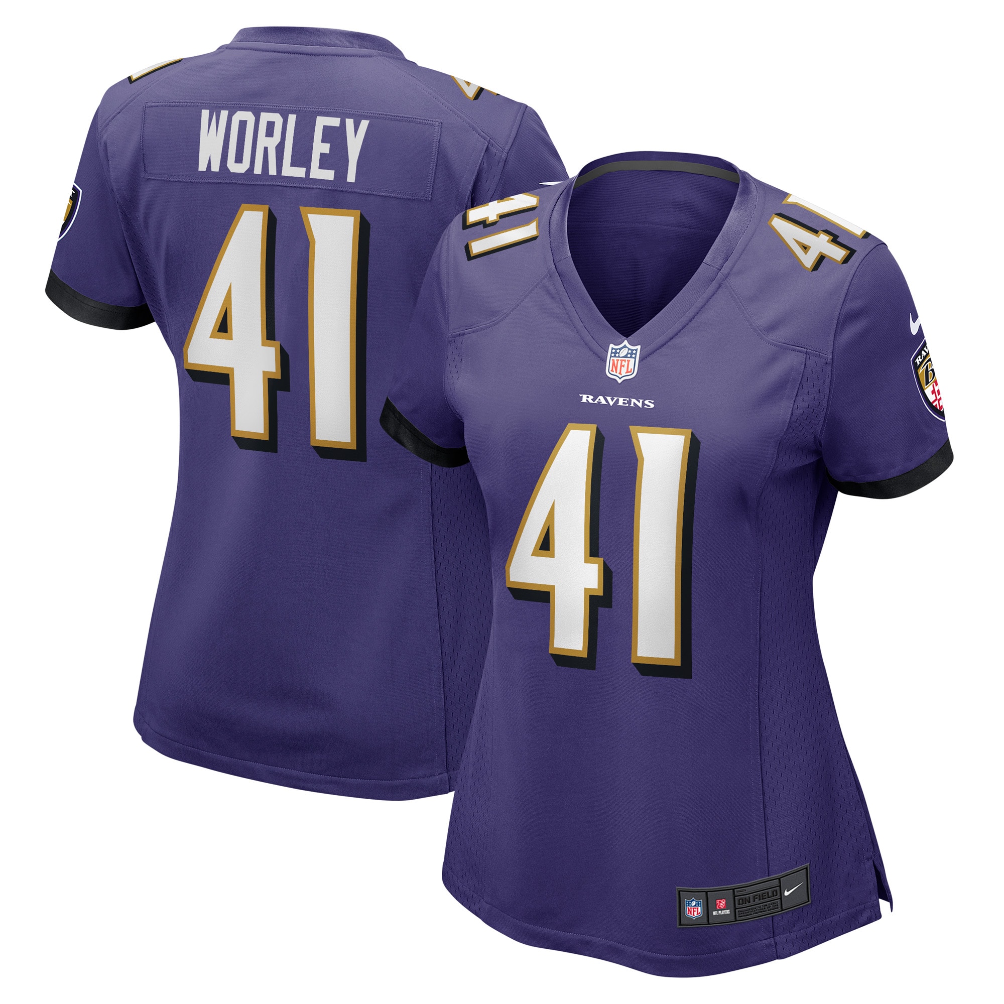 Baltimore Ravens Daryl Worley Purple Game Player NFL Jersey Women's