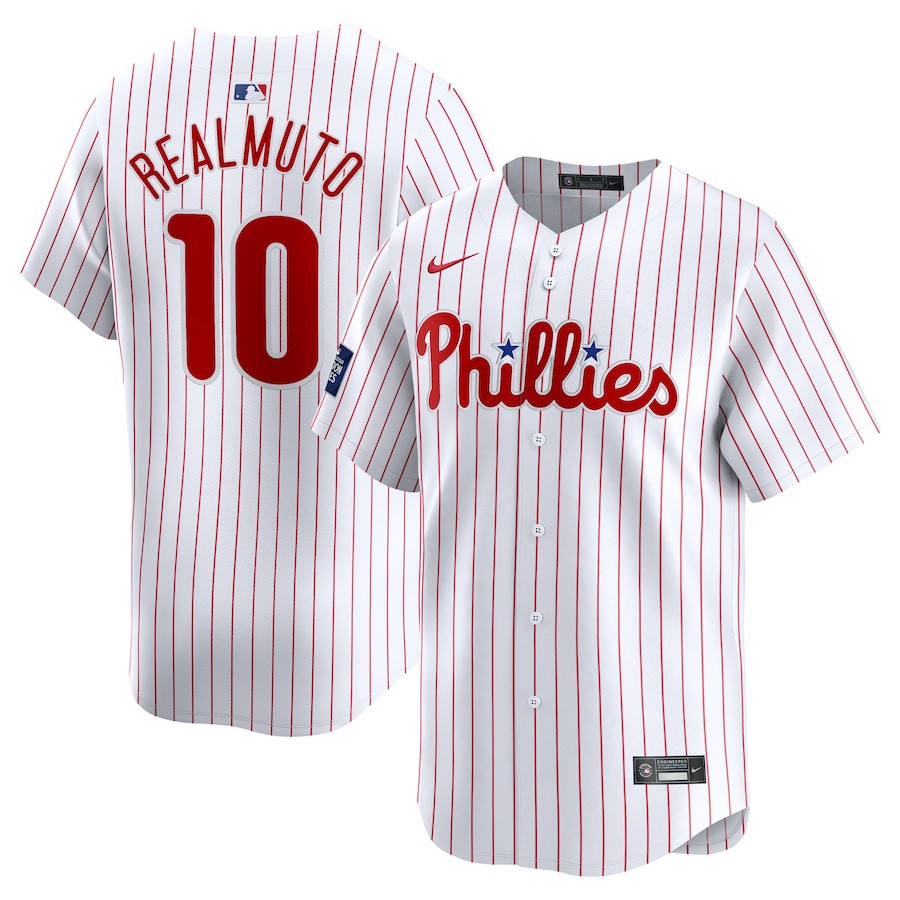 J.T. Realmuto 10 Philadelphia Phillies 2024 World Tour London Series Home Limited Player White MLB Jersey Men's