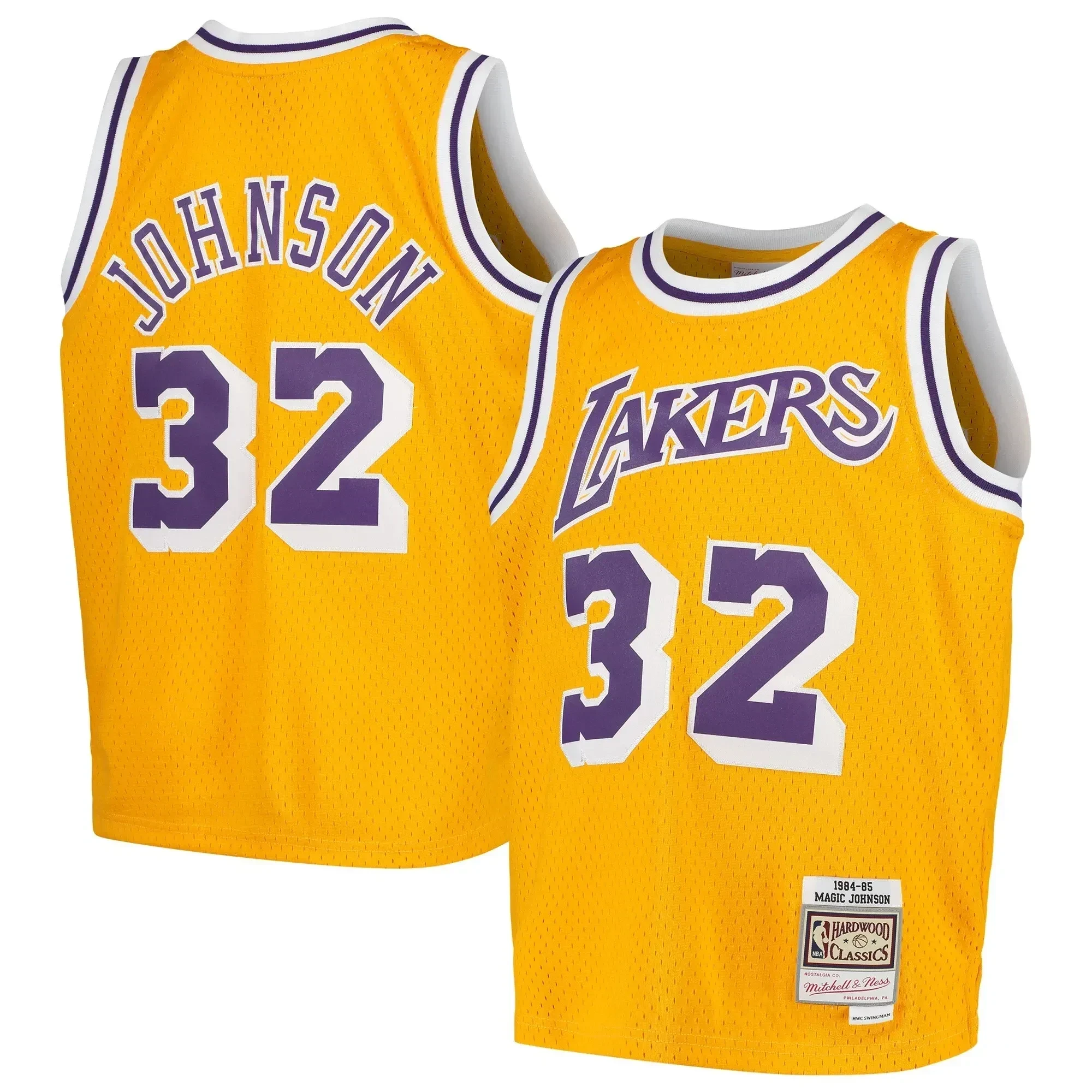 Magic Johnson Los Angeles Lakers Mitchell&Nes Swingman Throwback Gold NBA Jersey Youth