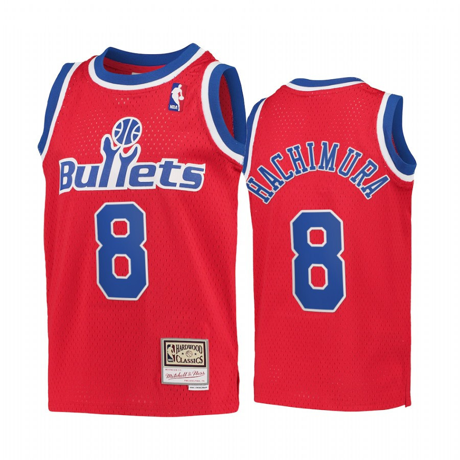 Rui Hachimura 8 Washington Wizards Kids Red Hardwood Classic NBA Jersey Youth