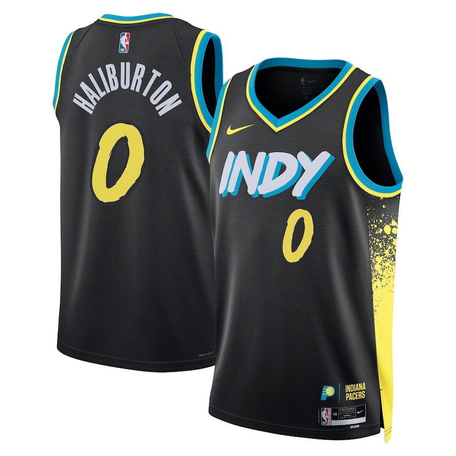 Tyrese Haliburton 0 Indiana Pacers 2023/24 City Edition Swingman Black NBA Jersey Men's