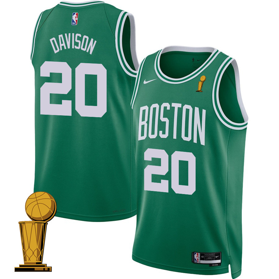 JD Davison 20 Boston Celtics 2024 FINALS CHAMPIONS Icon Edition Kelly Green NBA Jersey Men's