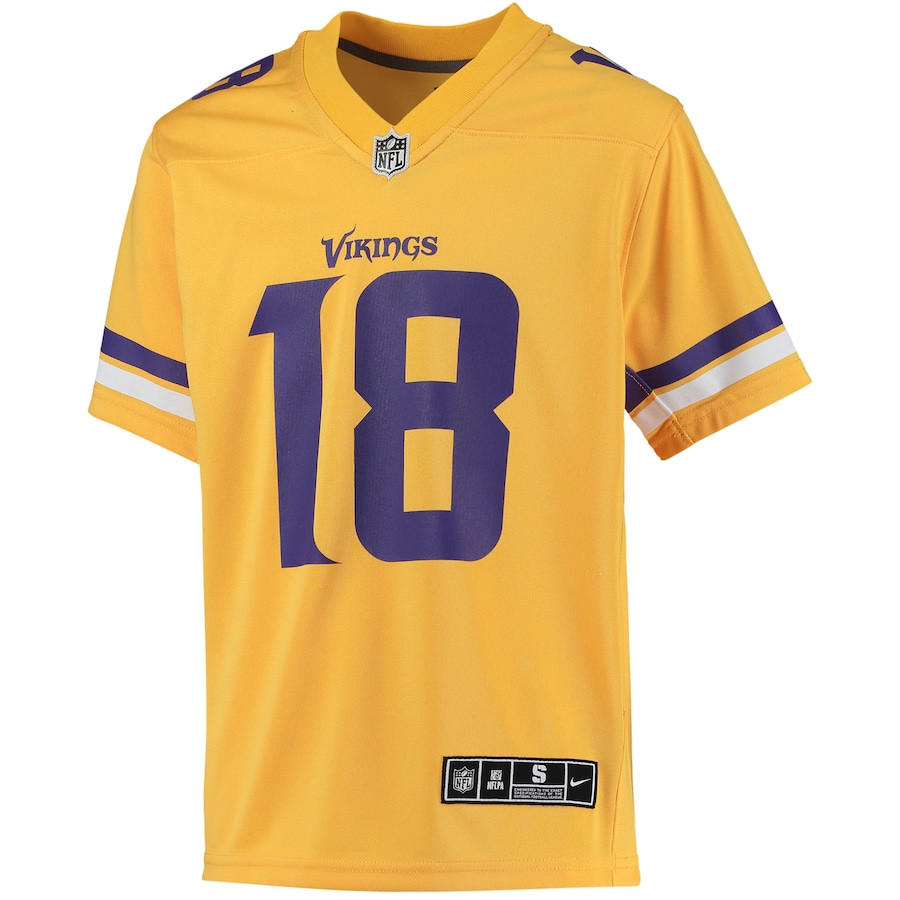 Justin Jefferson 18 Minnesota Vikings Inverted Team Game Gold NFL Jersey Youth