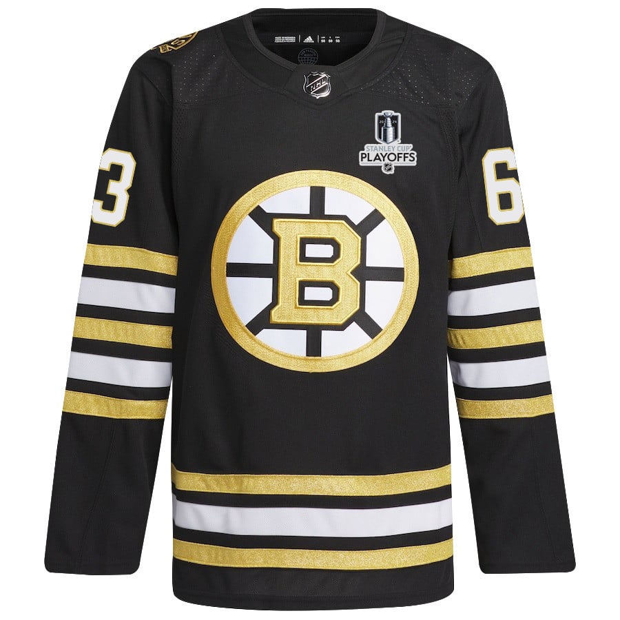 Brad Marchand 63 Boston Bruins 2024 Playoffs Patch Home Black NHL Jersey Men's
