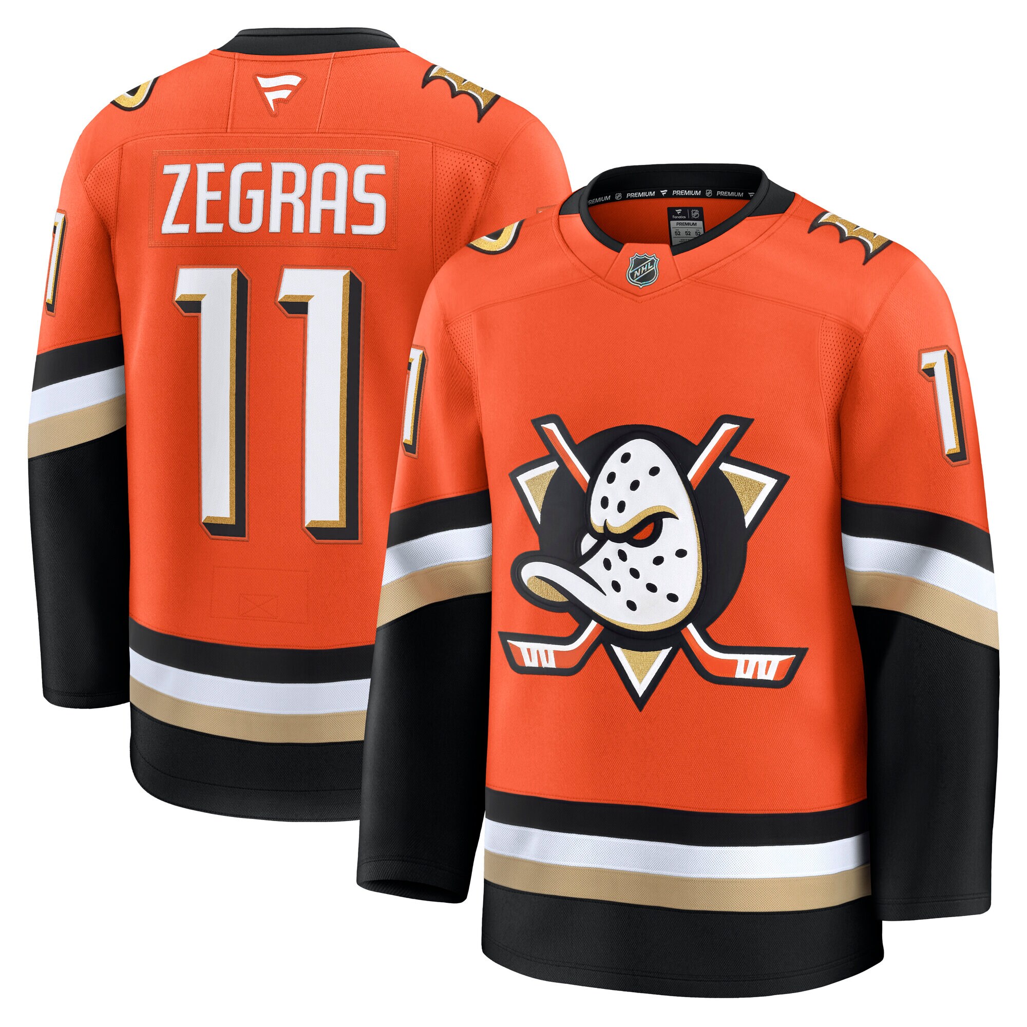 Anaheim Ducks Trevor Zegras Orange Home Premium NHL Jersey Men's