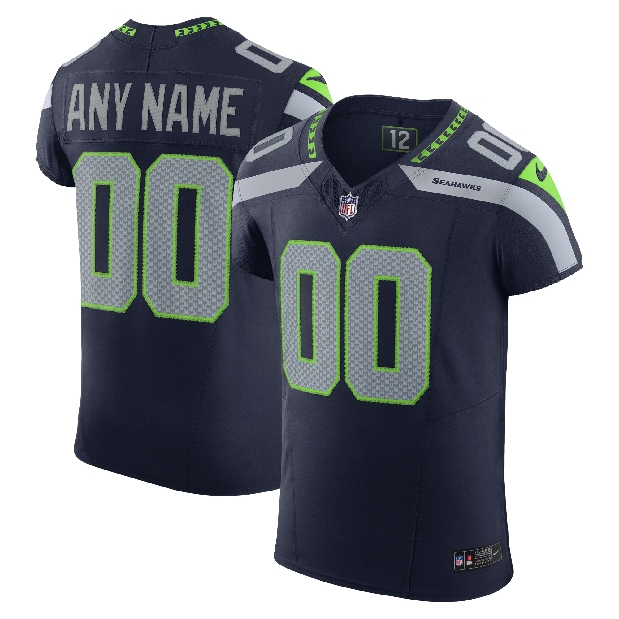 Seattle Seahawks College Navy Vapor F.U.S.E. Elite Custom NFL Jersey Men's
