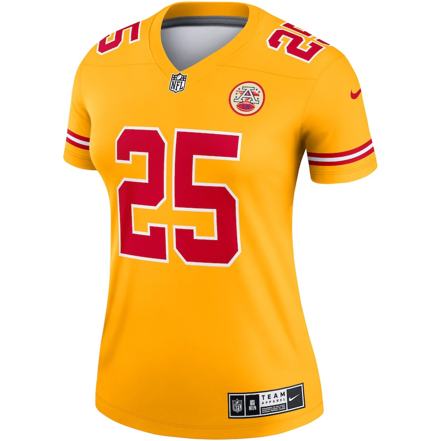 Clyde Edwards-Helaire 25 Kansas City Chiefs Inverted Legend Gold NFL Jersey Women's