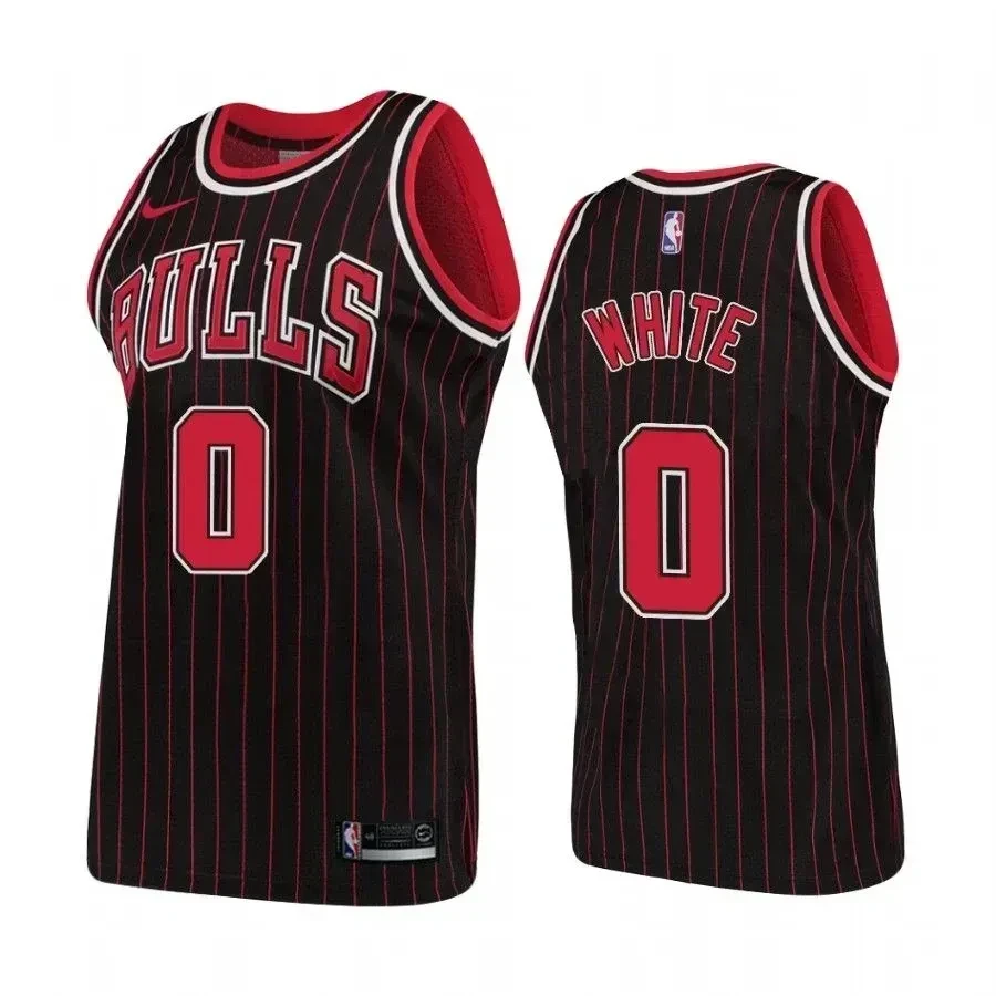 Chicago Bulls 0 Cob White Hardwood Classics Black NBA Jersey Men's