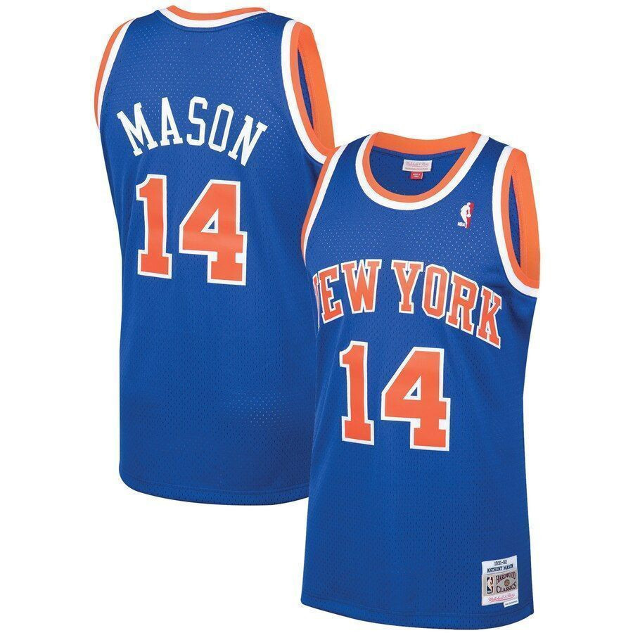 Anthony Mason New York Knicks Mitchell Ness 1991-92 Hardwood Classics Swingman Player Blue NBA Jersey Men's