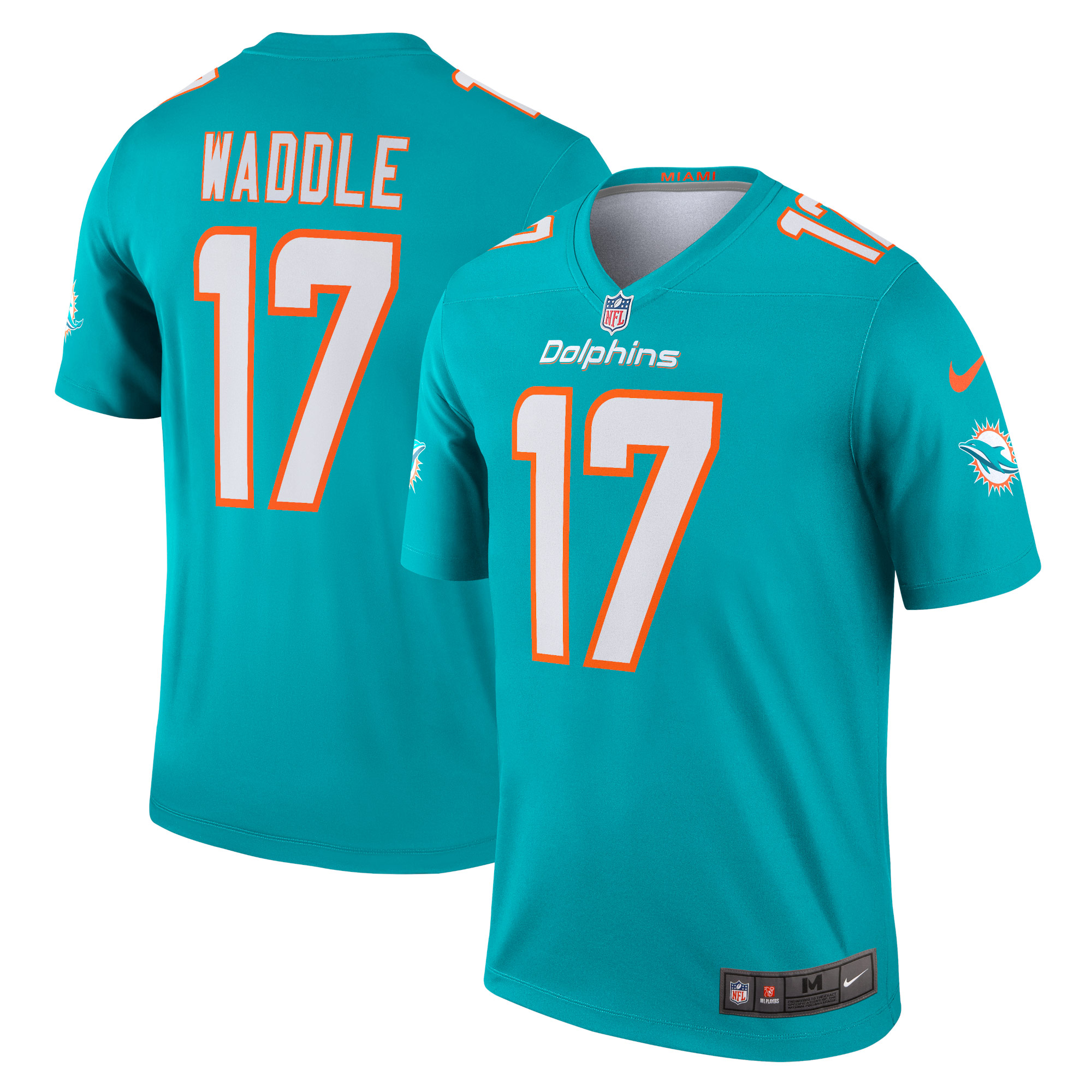Miami Dolphins Jaylen Waddle Aqua Team Legend Player Performance Top NFL Jersey Men's