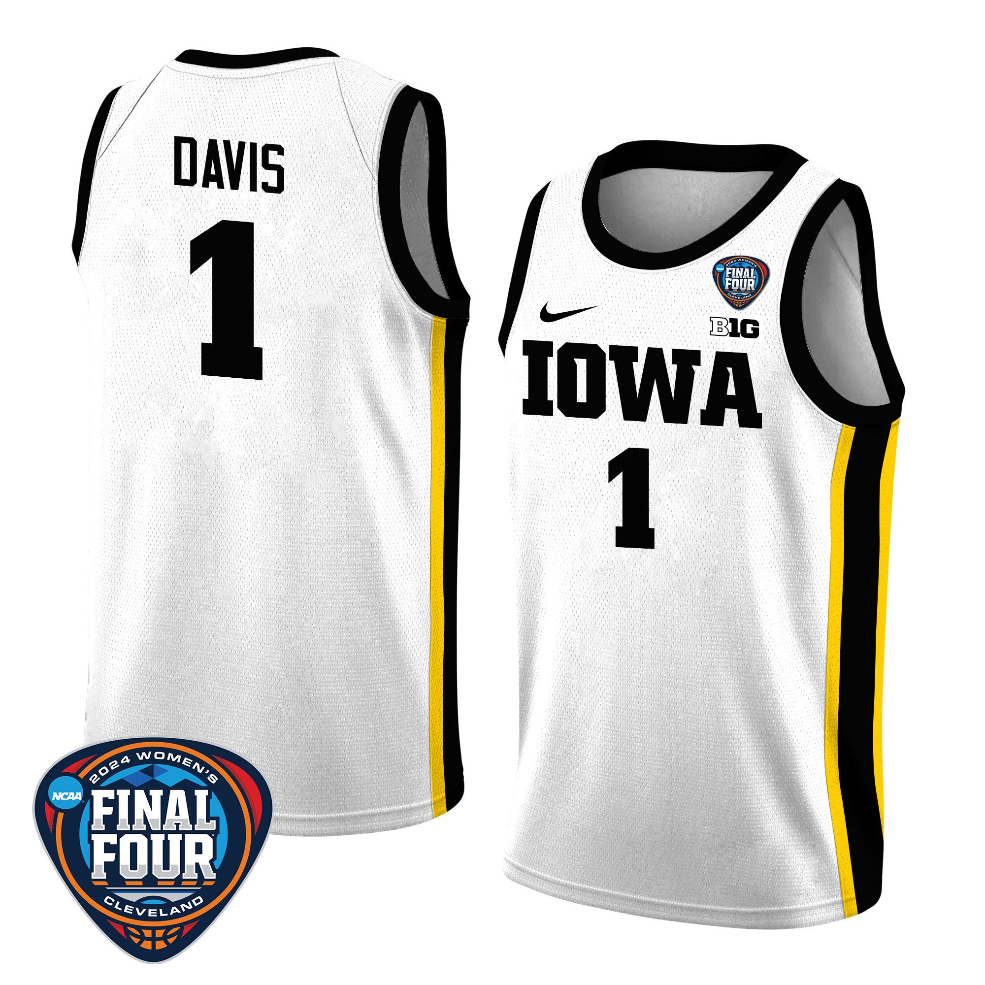 Molly Davis 1 Iowa Hawkeyes 2024 Final Four Patch Unisex NCAA Jersey Unisex