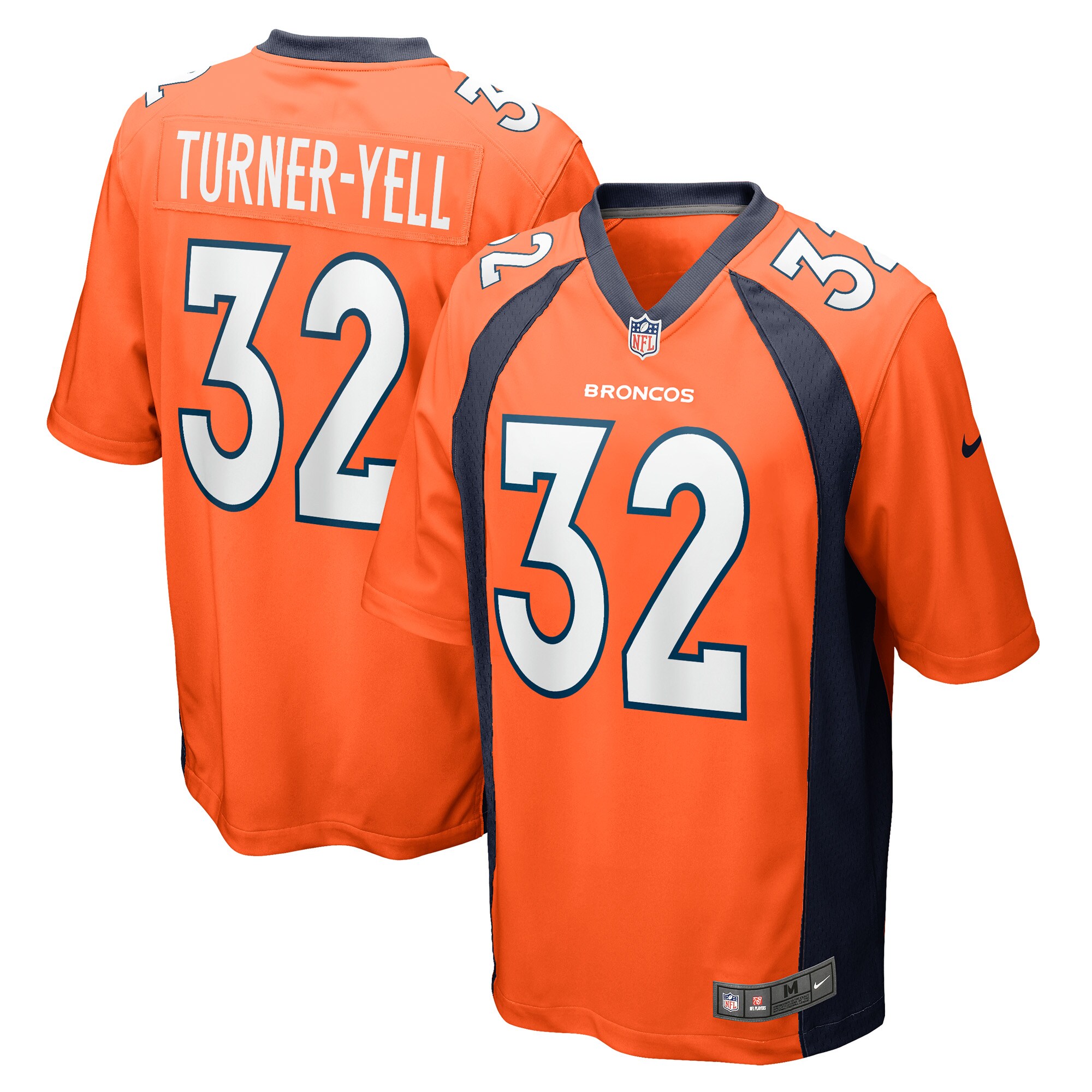 Denver Broncos Delarrin Turner-Yell Orange Game Player NFL Jersey Men's