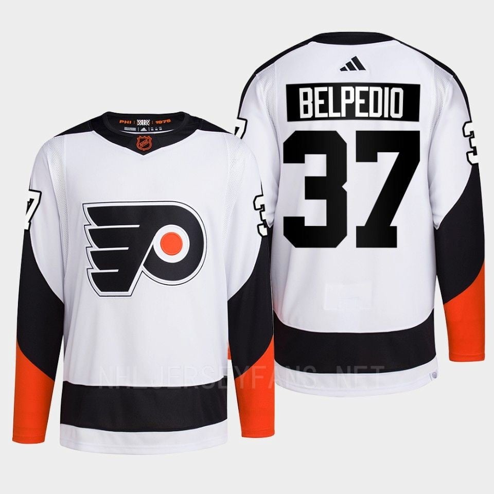 Philadelphia Flyers 2022 Reverse Retro 2.0 Louie Belpedio 37 White Primegreen NHL Jersey Men's