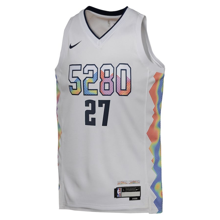 Jamal Murray 27 Denver Nuggets 2024/25 Swingman Playe City Editio White NBA Jersey Youth
