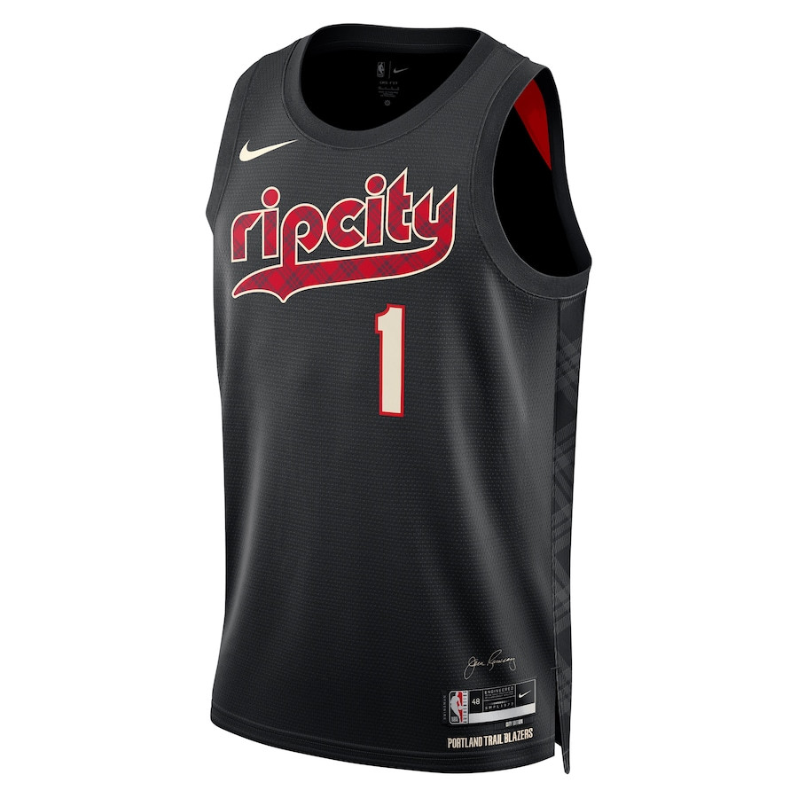 Anfernee Simons 1 Portland Trail Blazers 2023/24 City Edition Swingman Black NBA Jersey Men's