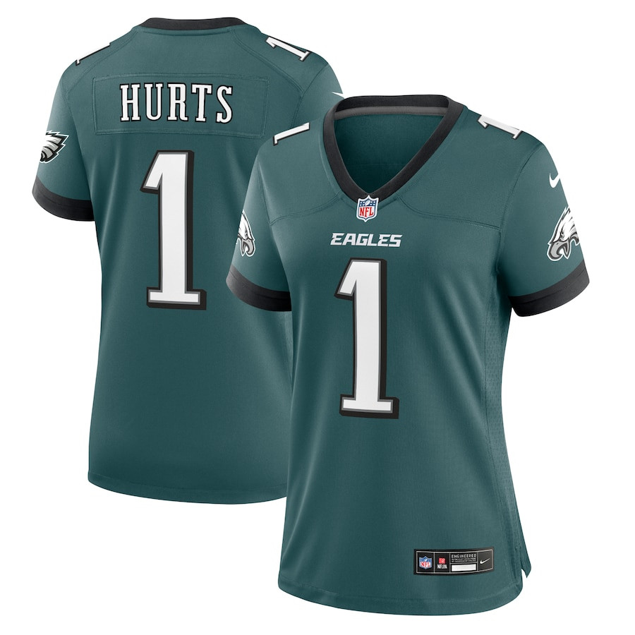 Jalen Hurts 1 Philadelphia Eagles Game Midnight Green NFL Jersey Women's