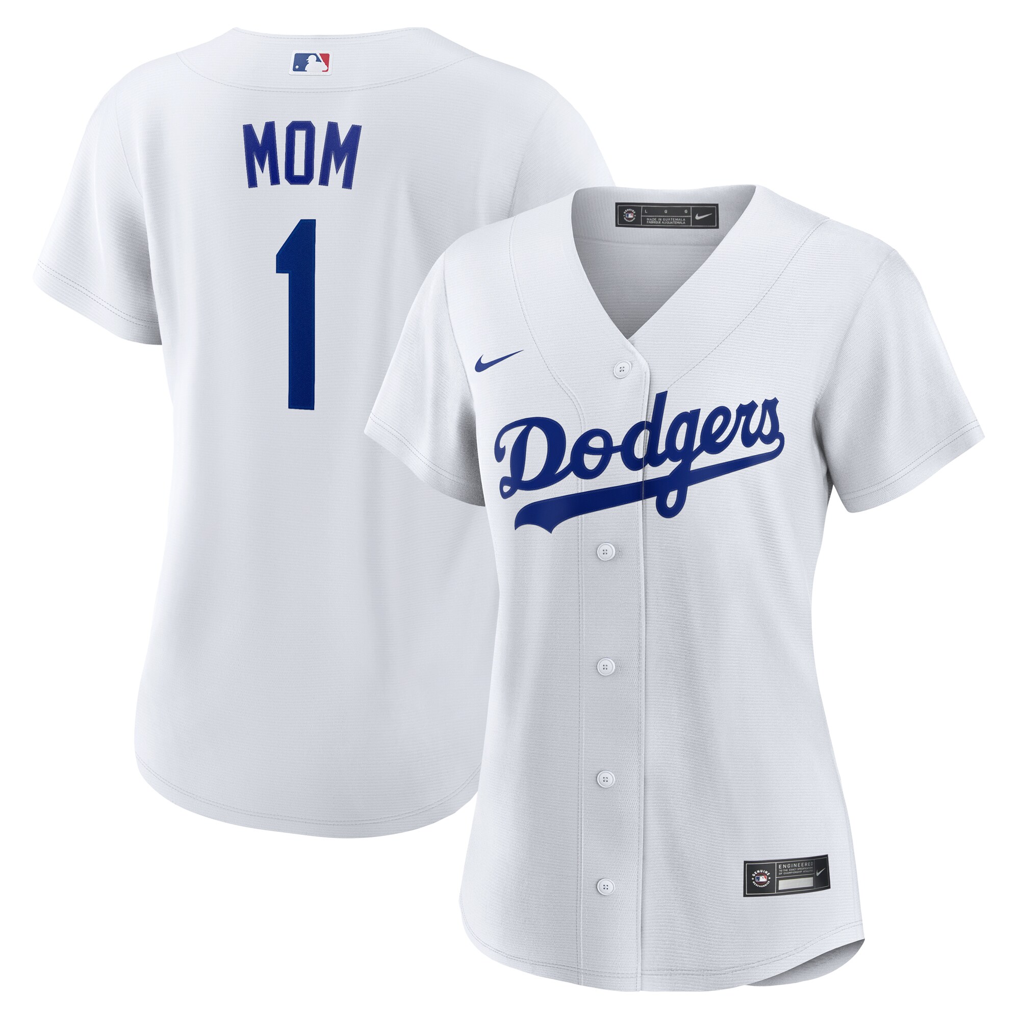 Los Angeles Dodgers White #1 Mom Home MLB Jersey Women's