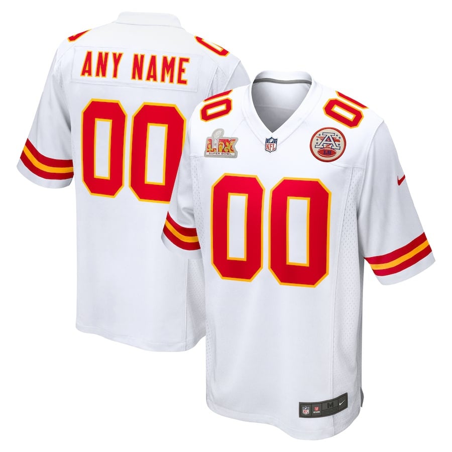 Kansas City Chiefs Super Bowl LIX Custom Game White NFL Jersey Men's