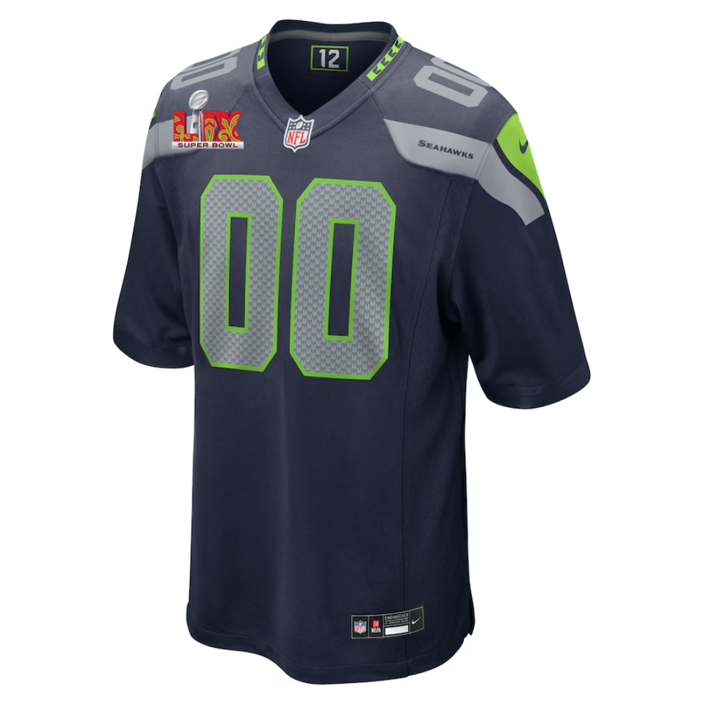 Seattle Seahawks Super Bowl LIX Patch Game Custom College Navy NFL Jersey Men's