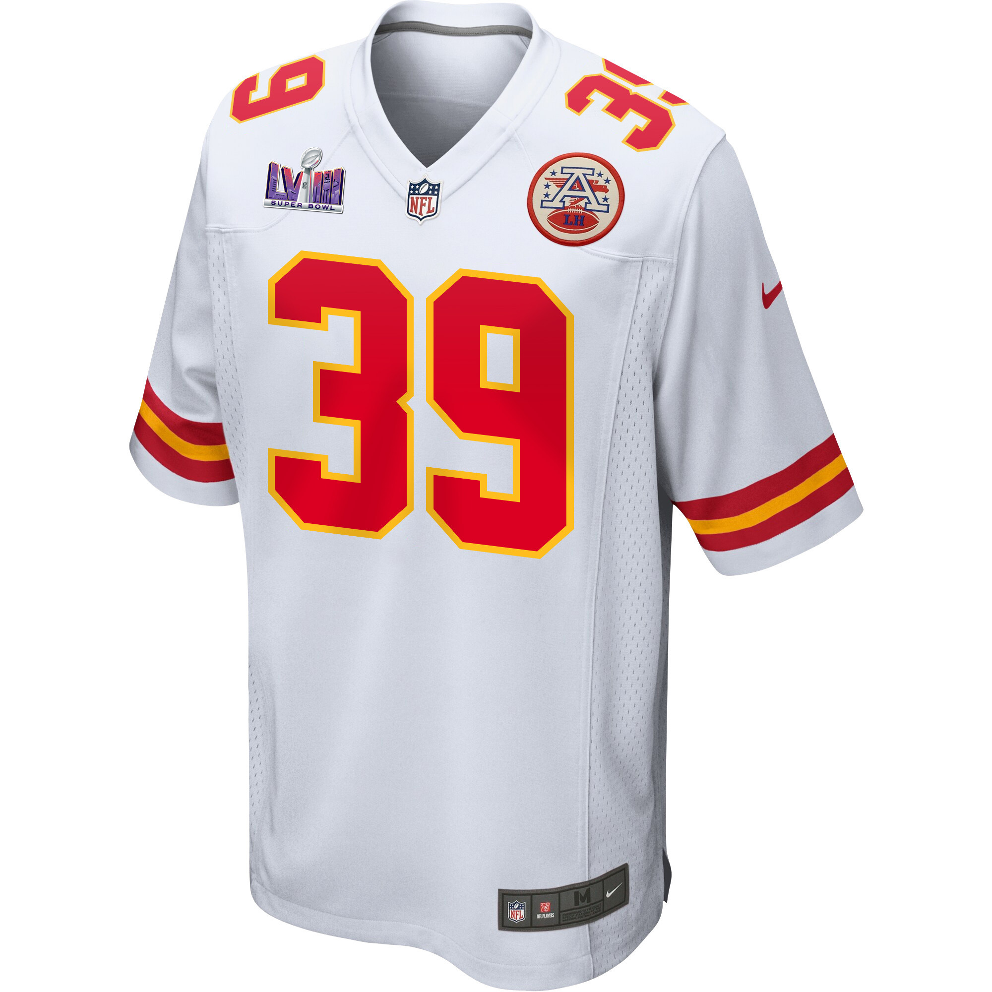 Keith Taylor 39 Kansas City Chiefs Super Bowl LVIII Patch Game White NFL Jersey Men's