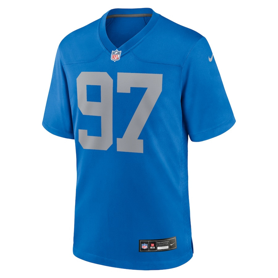Aidan Hutchinson 97 Detroit Lions Alternate Game Blue NFL Jersey Men's