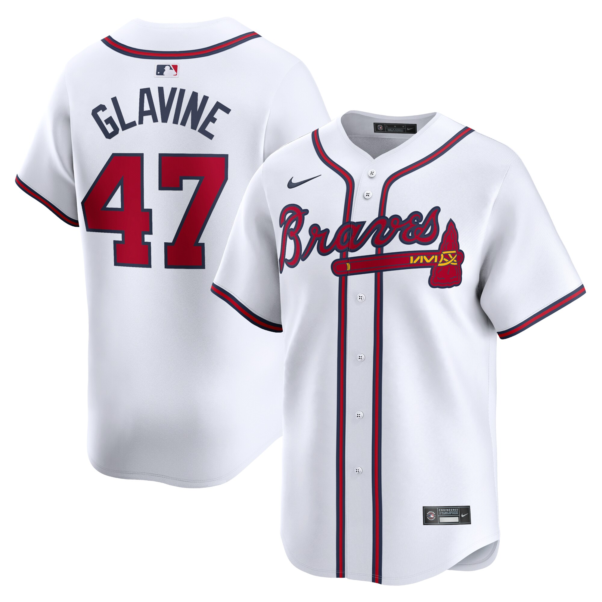 Atlanta Braves Tom Glavine White Home Limited Player MLB Jersey Men's