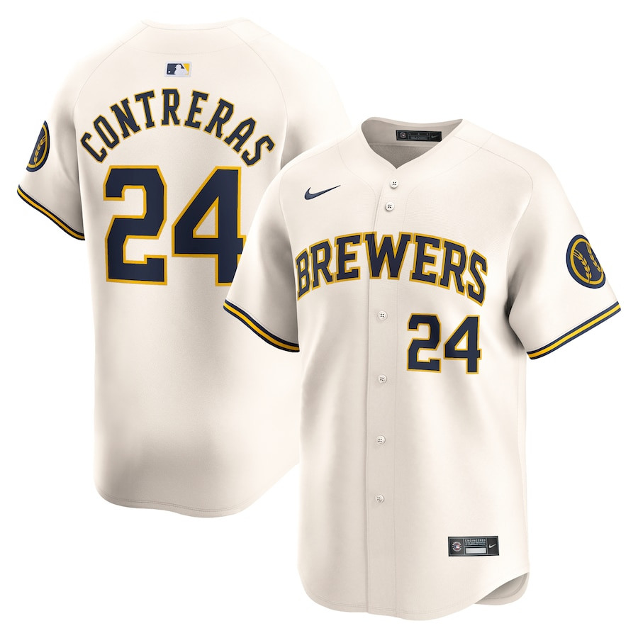 William Contreras 24 Milwaukee Brewers Home Limited Player Cream MLB Jersey Men's