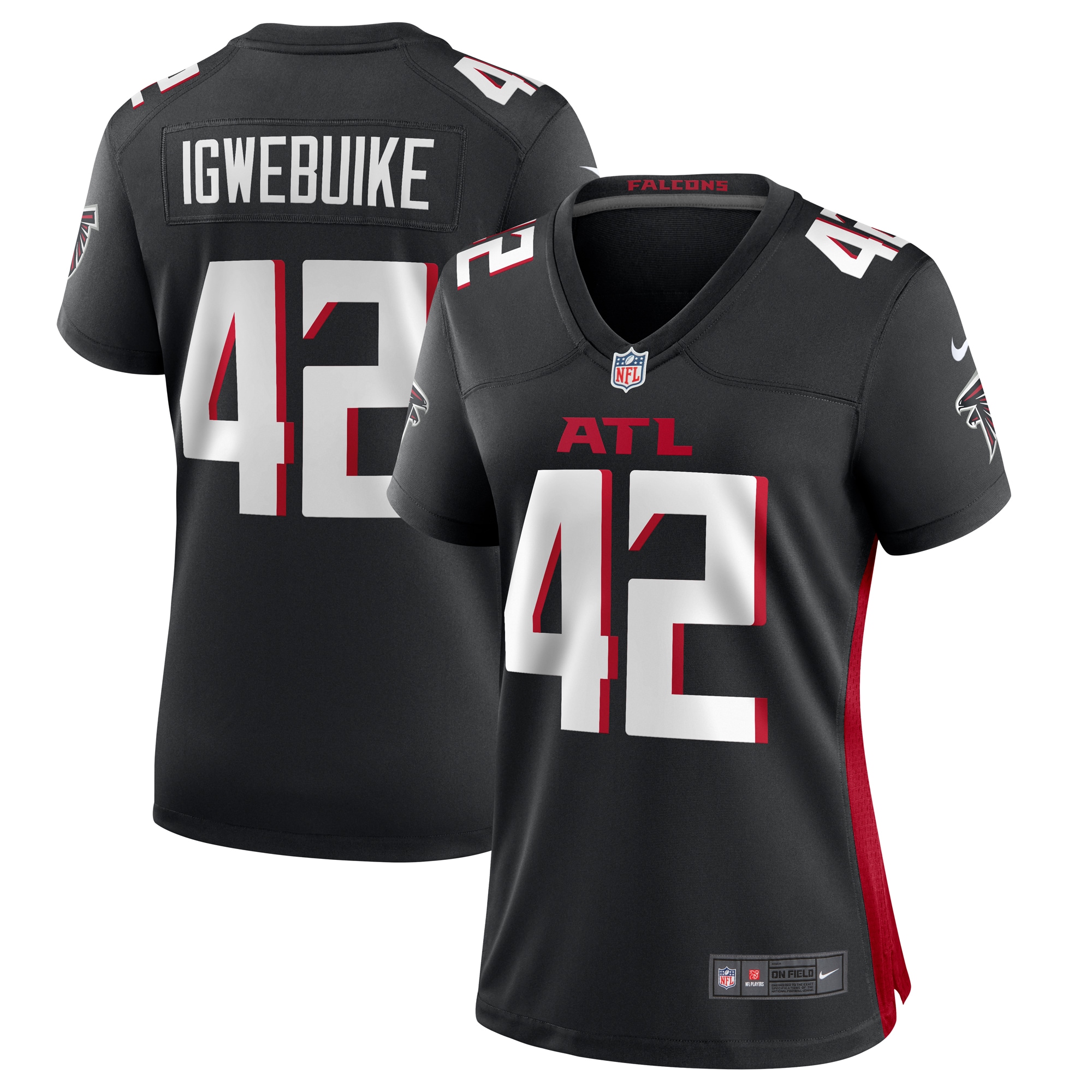 Atlanta Falcons Godwin Igwebuike Black Game NFL Jersey Women's
