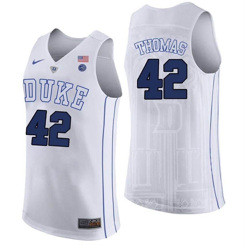 Duke Blue Devils 42 Lance Thoma White College Player Performance NCAA Jersey Men's