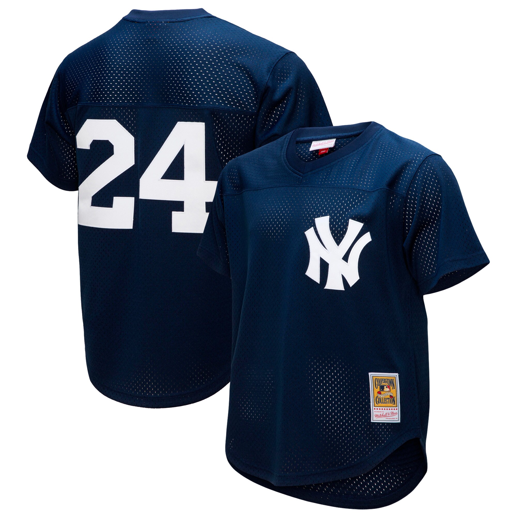 New York Yankees Rickey Henderson Mitchell Ness Navy Cooperstown Collection Mesh Batting Practice Button-Up MLB Jersey Men's