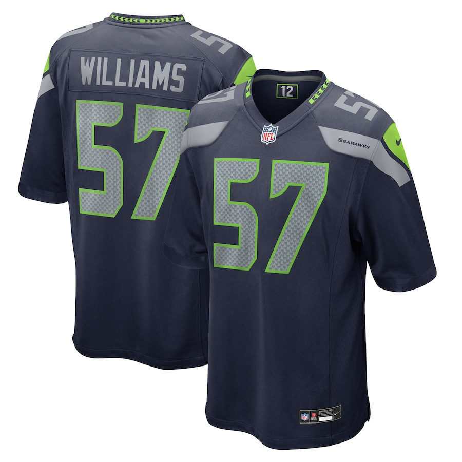 Connor Williams 57 Seattle Seahawks Game College Navy NFL Jersey Men's
