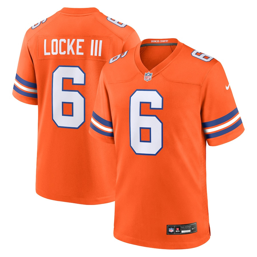 P.J. Locke III 6 Denver Broncos Mile High Collection 1977 Throwback Player Game Orange NFL Jersey Men's