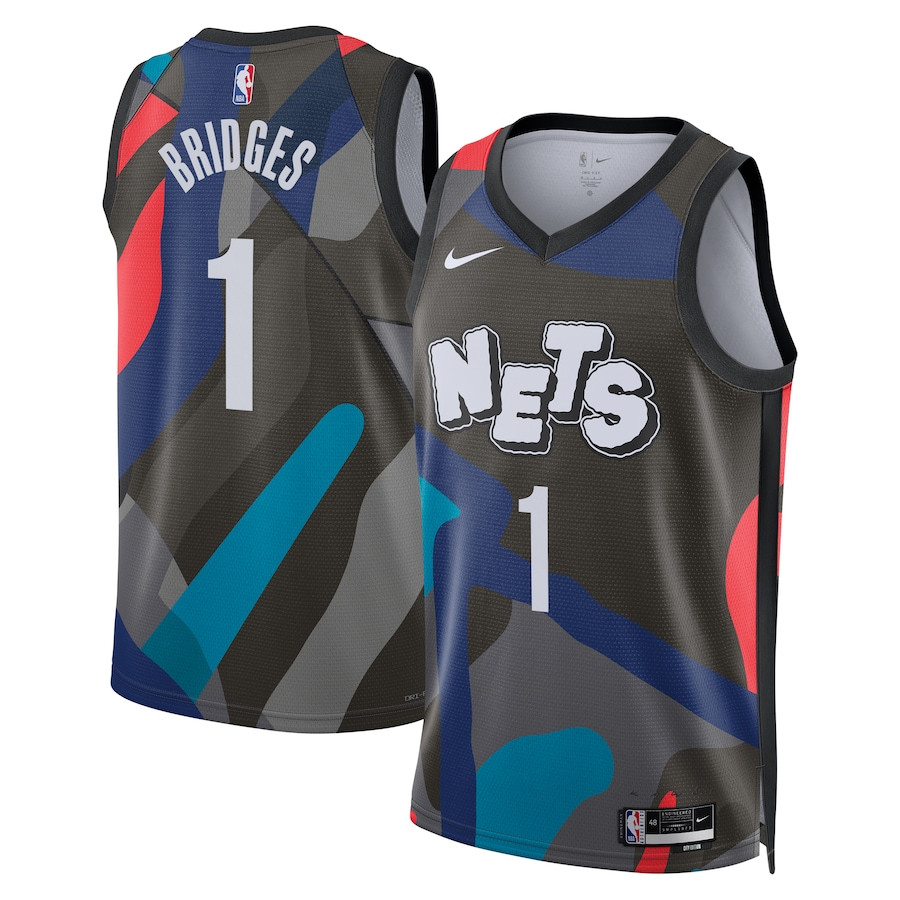 Mikal Bridges 1 Brooklyn Nets 2023/24 City Edition Swingman Black NBA Jersey Men's