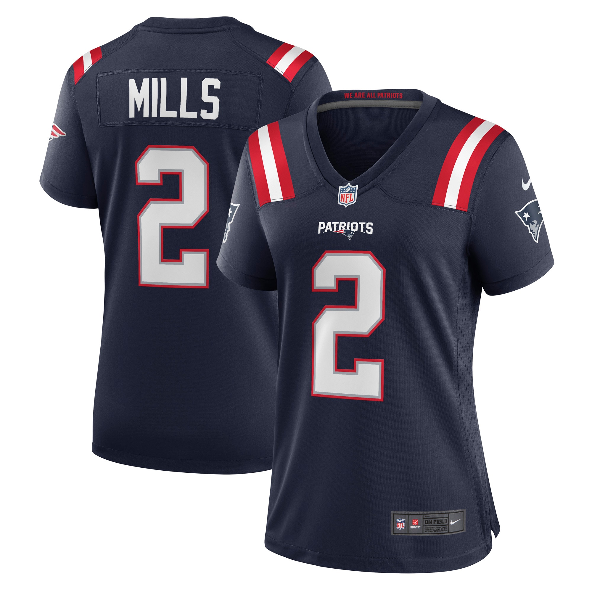 New England Patriots Jalen Mills Navy Game Player NFL Jersey Women's
