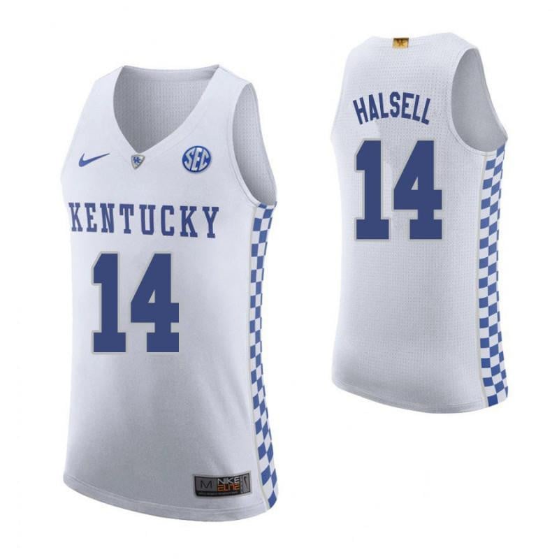14 Mark Halsell Roa White Elite Kentucky Wildcats NCAA Jersey Men's
