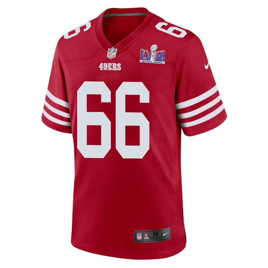Jesse Davis 66 San Francisco 49ers Super Bowl LVIII Patch Game Scarlet NFL Jersey Men's
