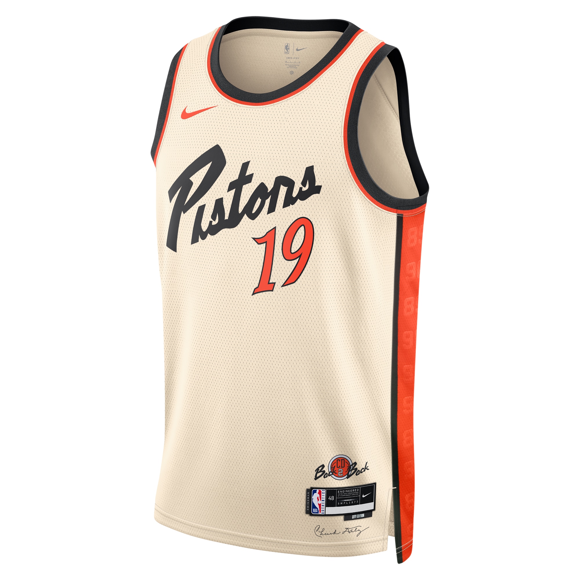 Camiseta City Edition Swingman de los Detroit Pistons 2024 Crema Simone Fontecchi Unisex NBA Jersey Unisex
