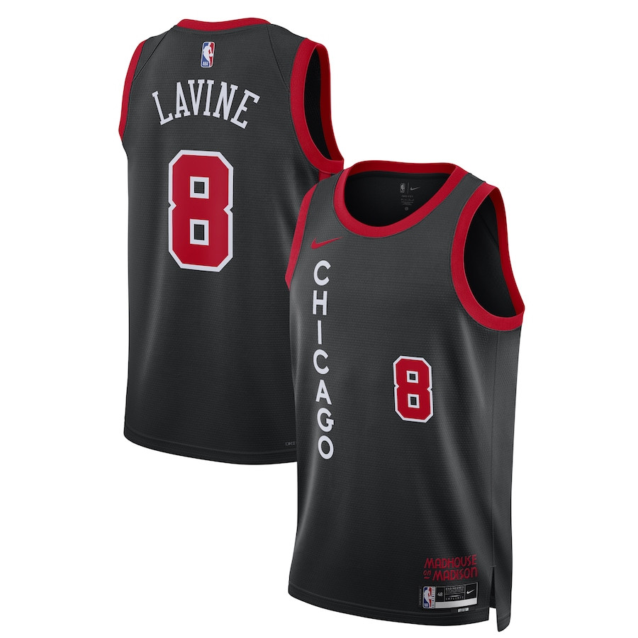 Zach LaVine 8 Chicago Bulls Golden State Warriors 2023/24 Swingman City Editio Unisex Black NBA Jersey Unisex
