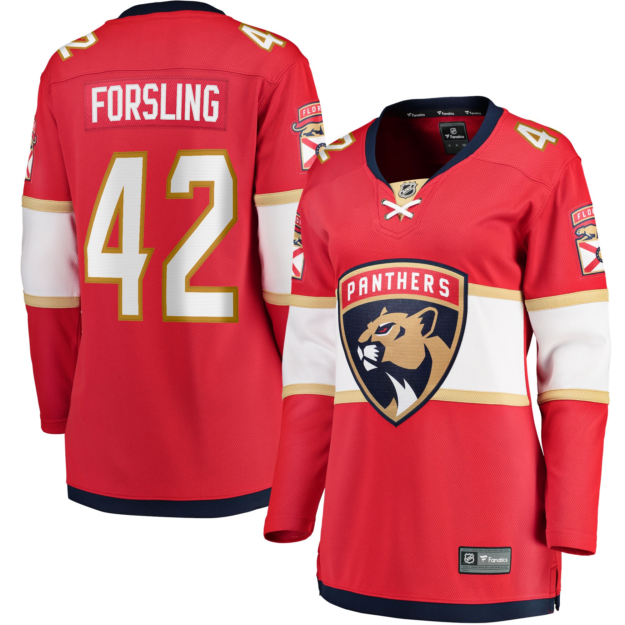 Florida Panthers Gustav Forsling Red Home Breakaway Player NHL Jersey Women's