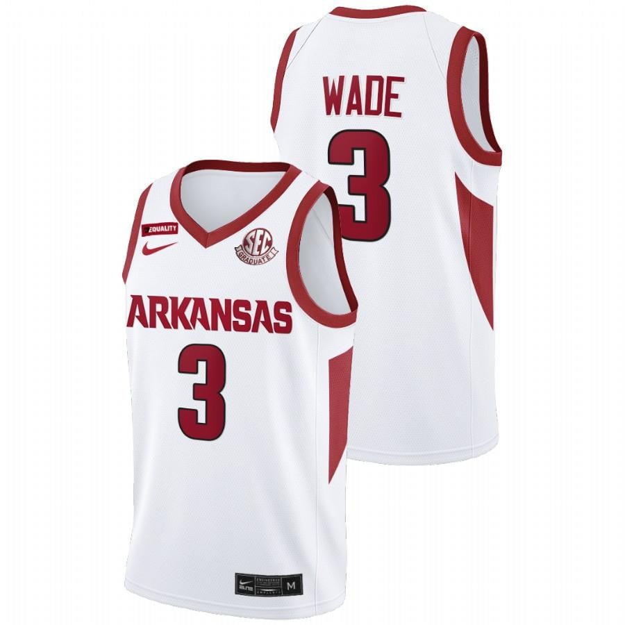 Trey Wade White Arkansas Razorbacks 2022 College SEC Graduate Patch NCAA Jersey Men's